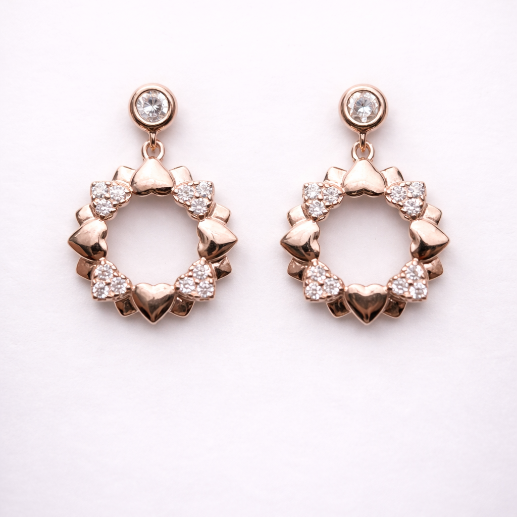 Heart Halo 925 Sterling Silver Earrings