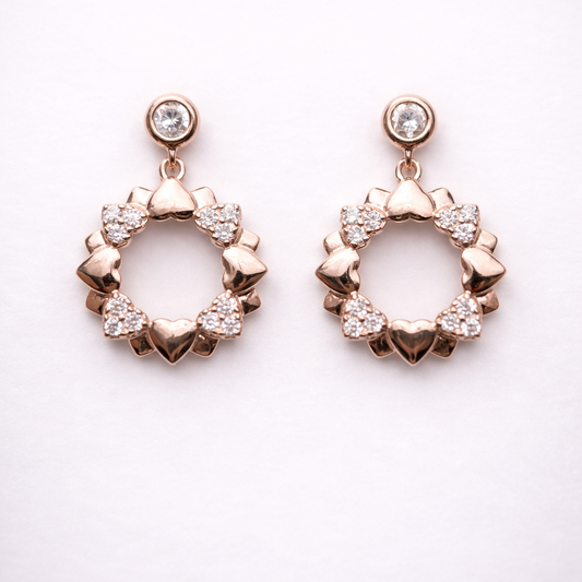 Heart Halo 925 Sterling Silver Earrings