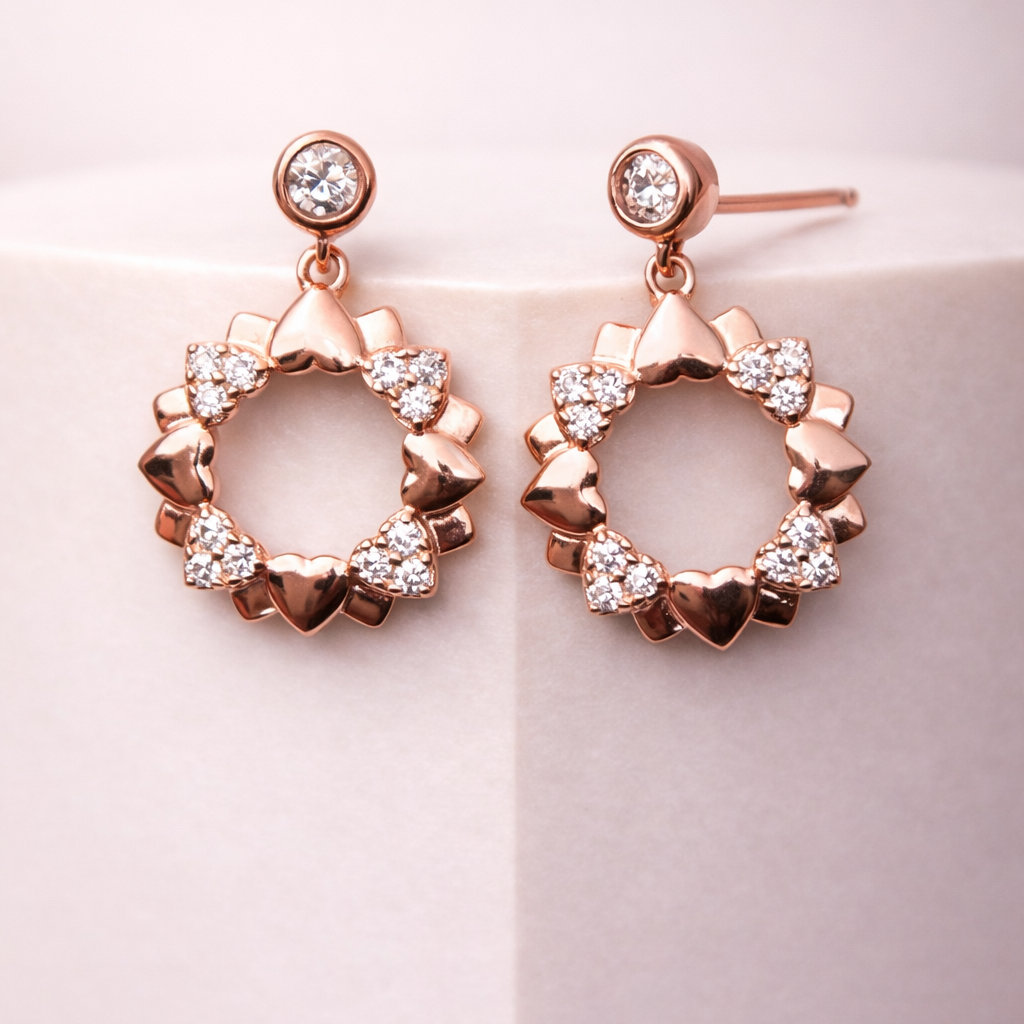 Heart Halo 925 Sterling Silver Earrings