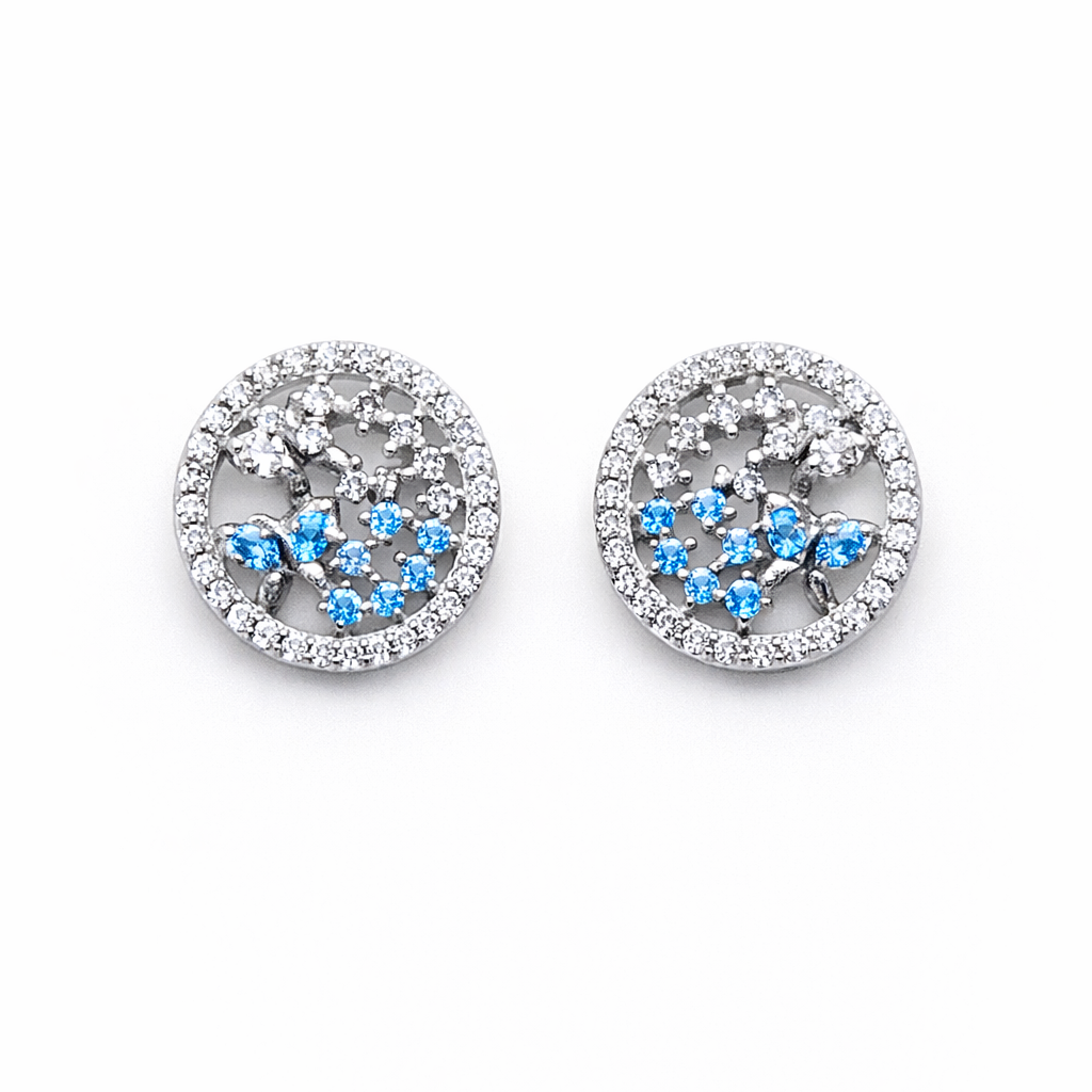 Celeste Halo 925 Sterling Silver Earrings
