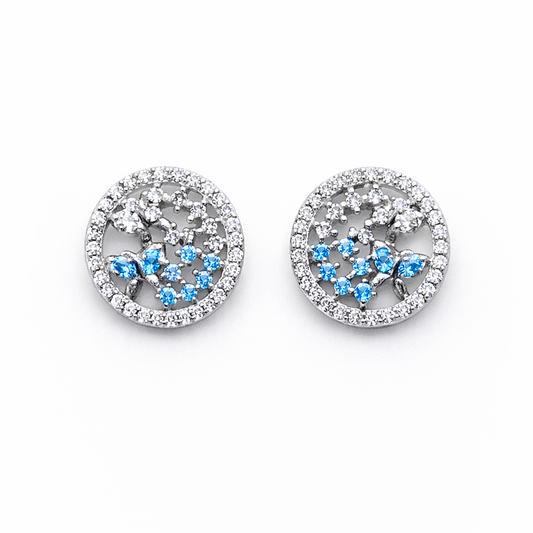 Celeste Halo 925 Sterling Silver Earrings