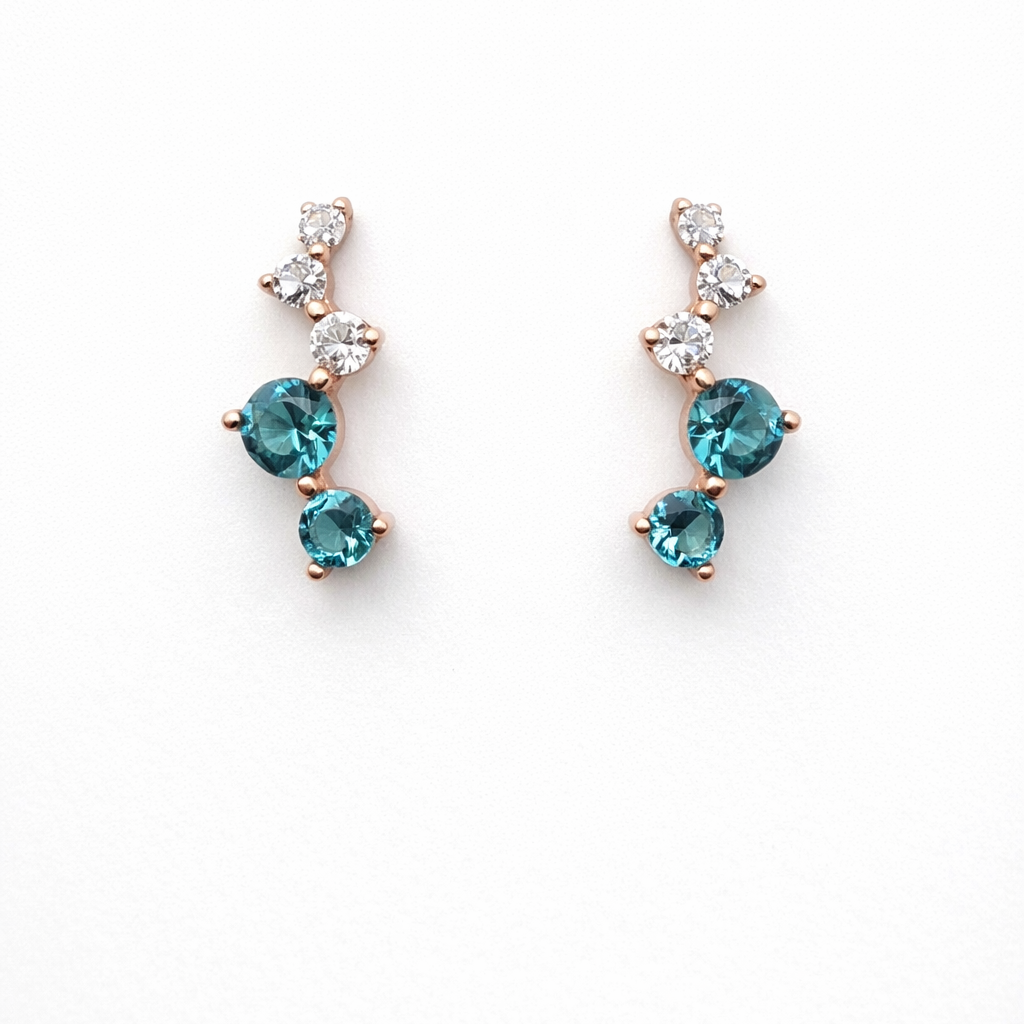 Aqua Trial Rose 925 Sterling Silver Earrings
