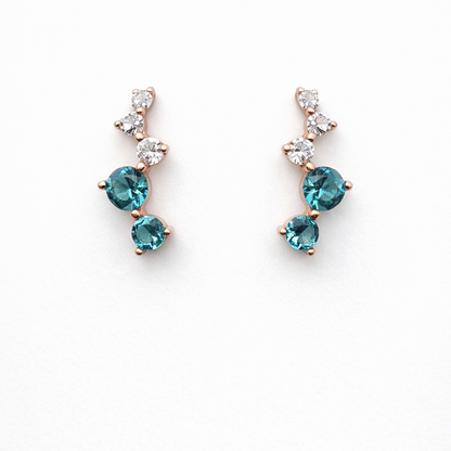 Aqua Trial Rose 925 Sterling Silver Earrings
