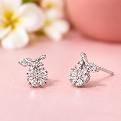 Petal Glint 925 Sterling Silver Earrings