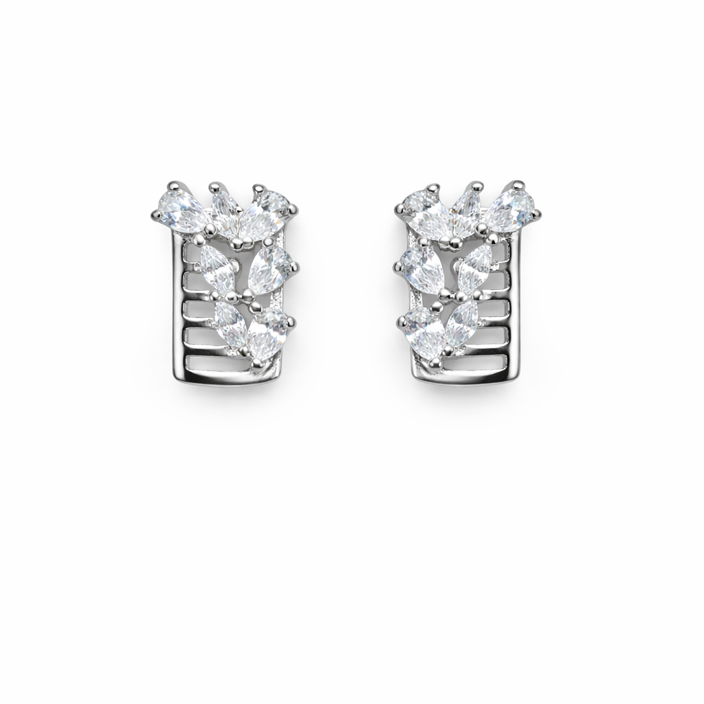 Lattice Gleam 925 Sterling Silver Earrings
