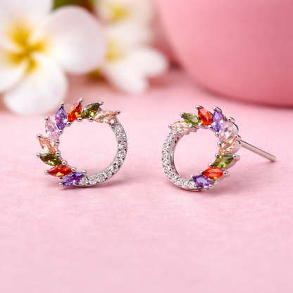 Prism Halo 925 Sterling Silver Earrings