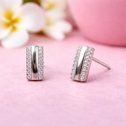 Dual Line Spark 925 Sterling Silver Earrings