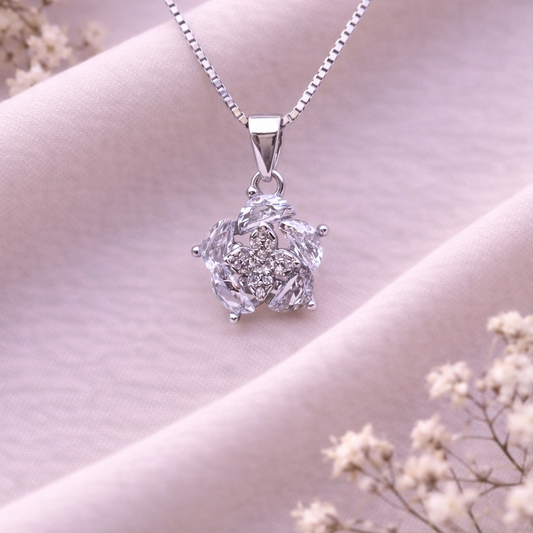 Crystal Bloom 925 Sterling Silver Necklace