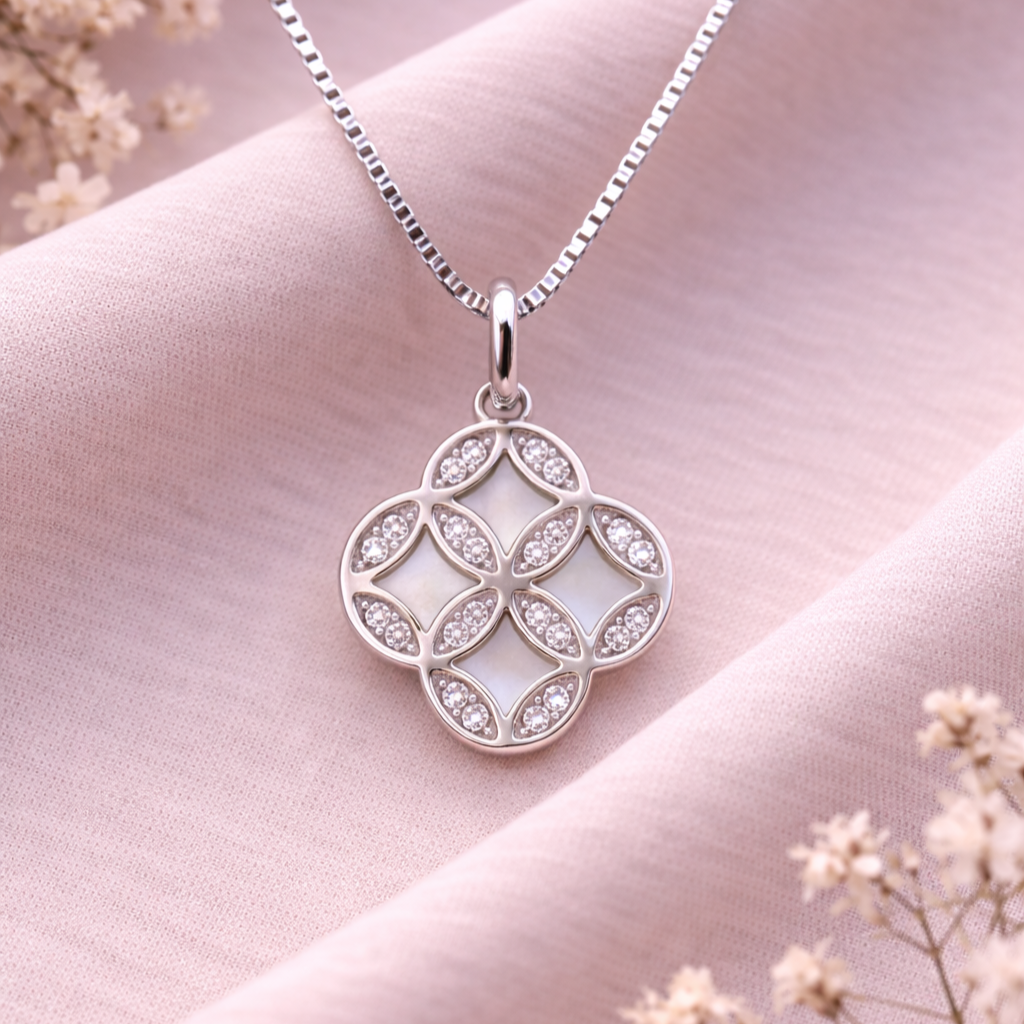 Lattice Charm 925 Sterling Silver Necklace