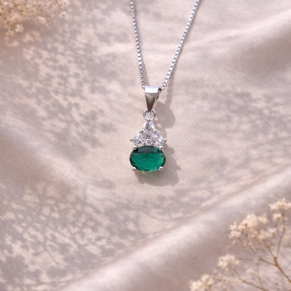 Verdant Spark Drop 925 Sterling Silver Necklace