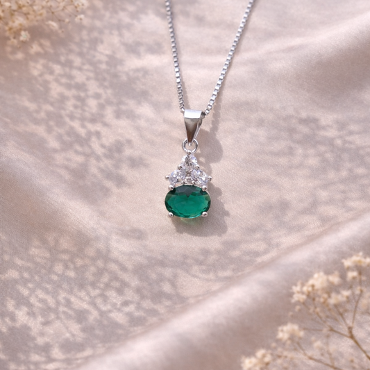 Verdant Spark Drop 925 Sterling Silver Necklace