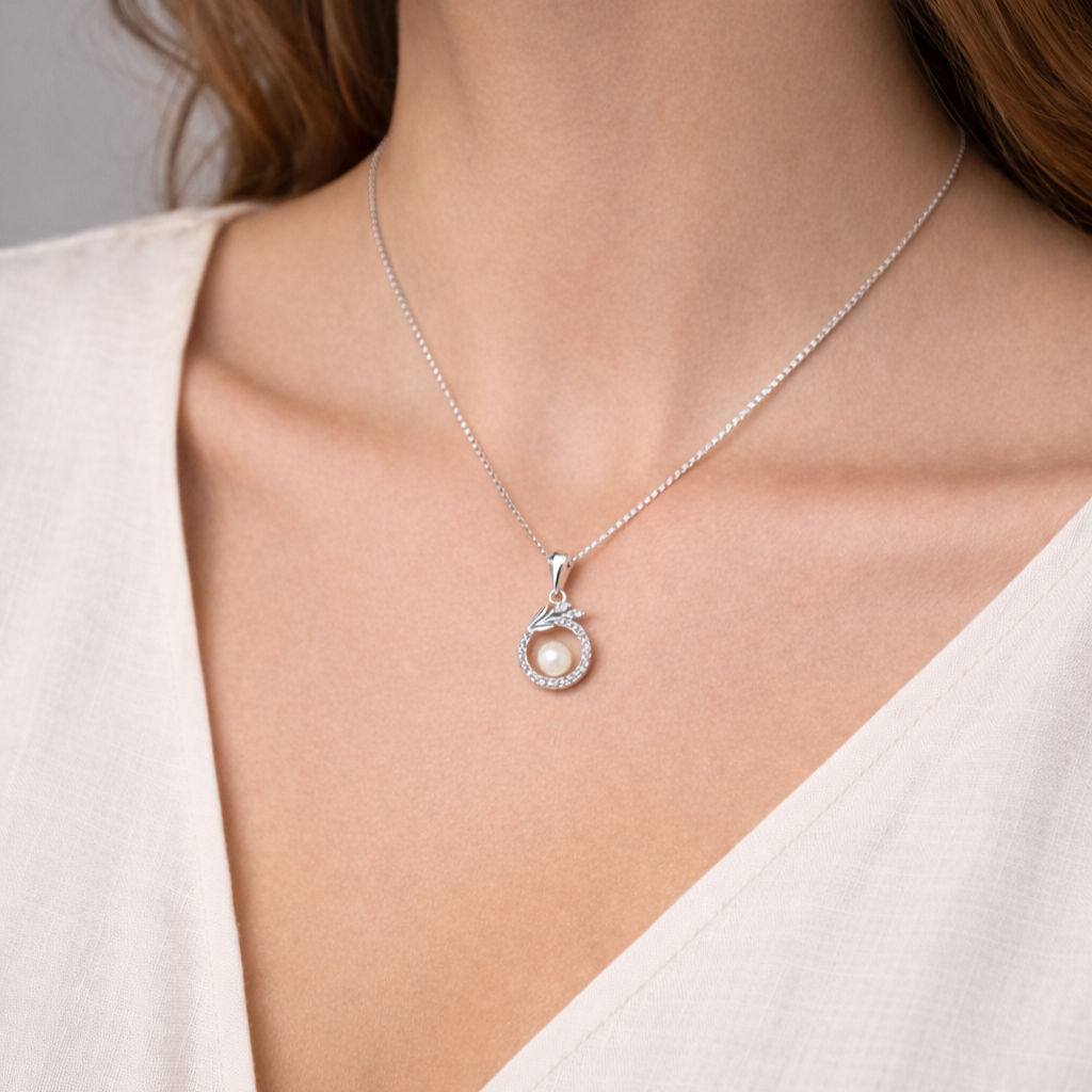 Pearl Wreath 925 Sterling Silver Necklace