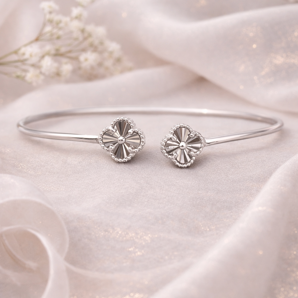 Petal Whisper Cuff 925 Sterling Silver Bracelet