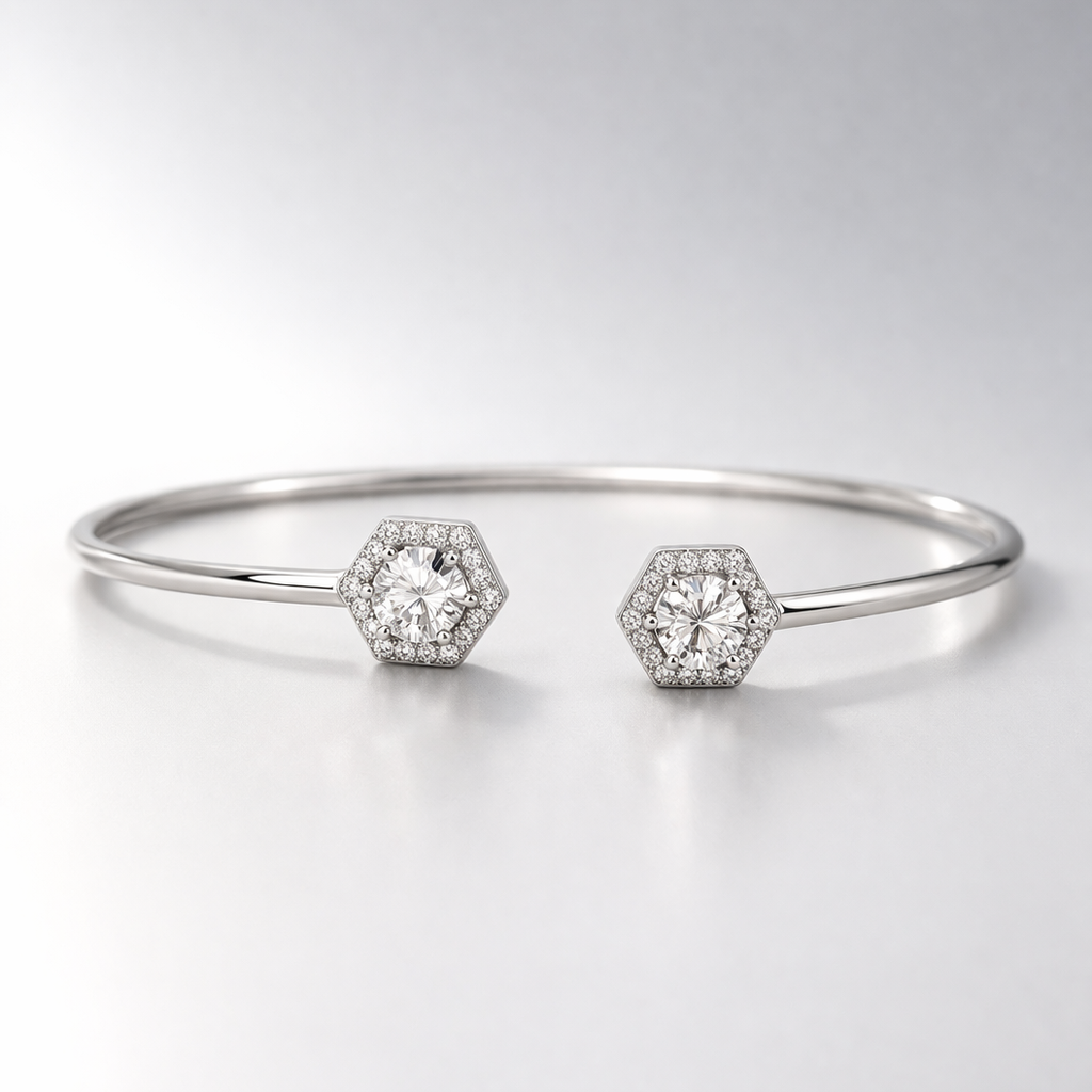 Hex Duo Cuff 925 Sterling Silver Bracelet