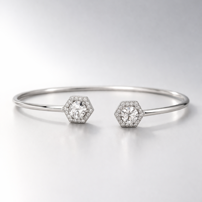 Hex Duo Cuff 925 Sterling Silver Bracelet