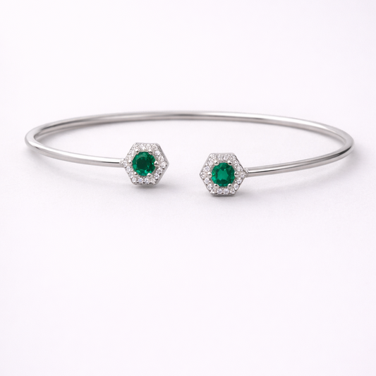 Hex Duo Cuff 925 Sterling Silver Bracelet