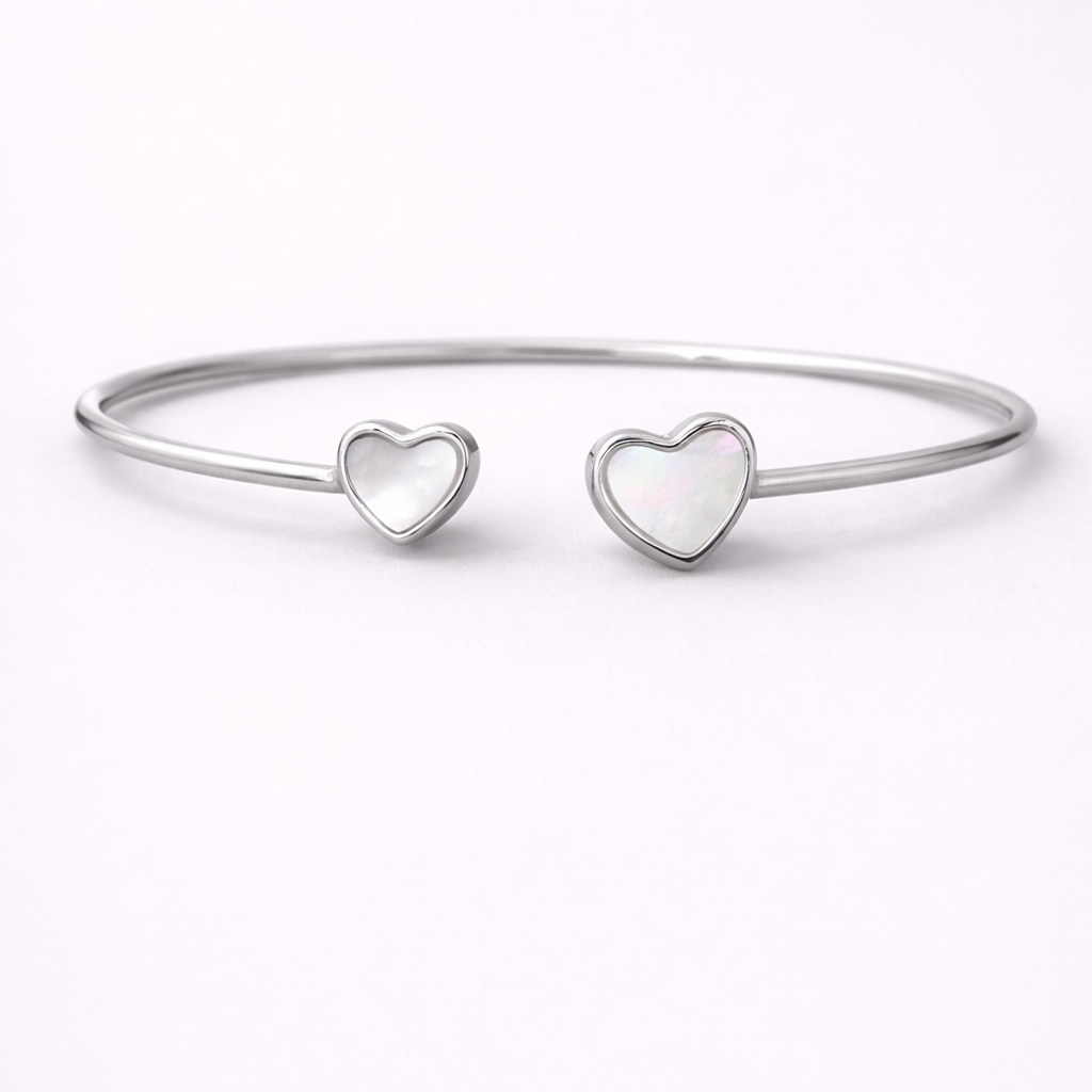Pearl Hearts 925 Sterling Silver Bracelet