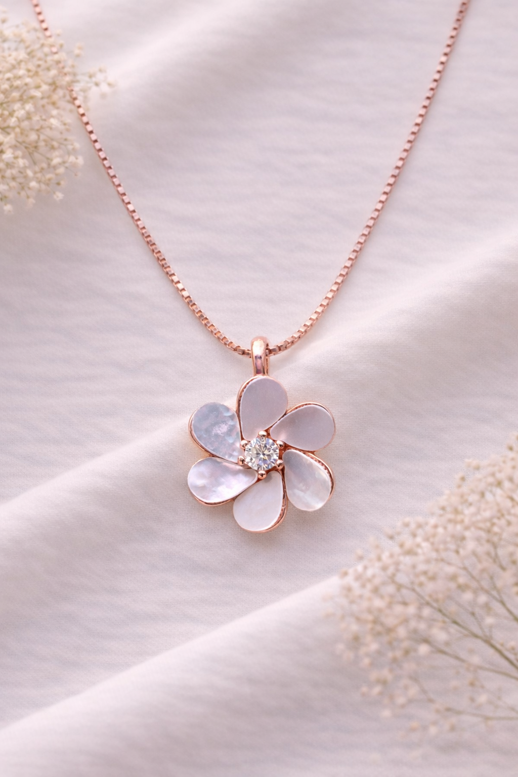 Moonlit Petal 925 Sterling Silver Necklace
