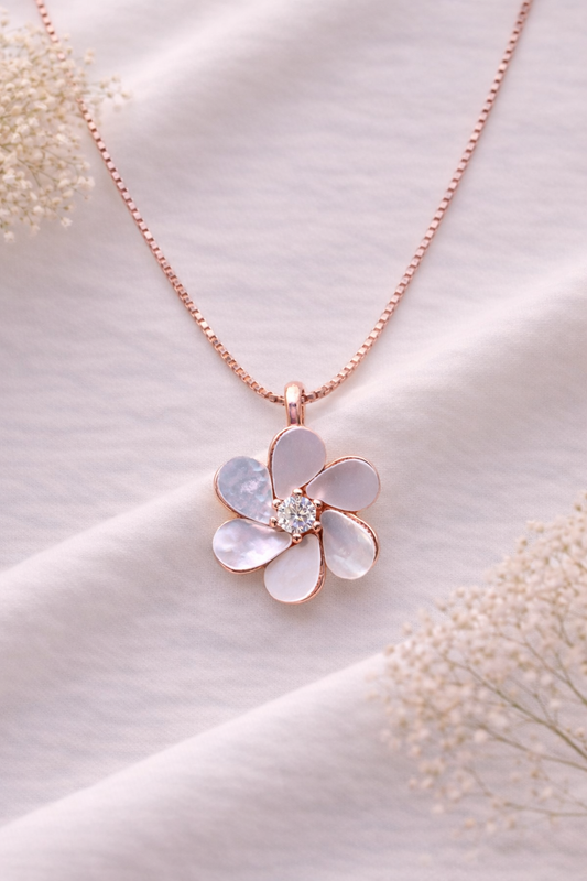 Moonlit Petal 925 Sterling Silver Necklace