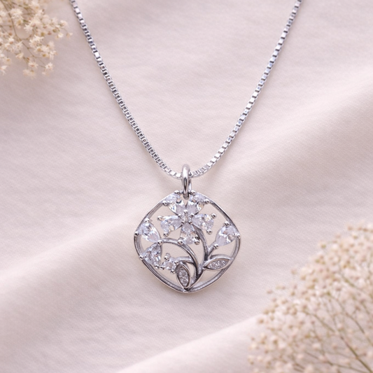 Enchanted Floral 925 Sterling Silver Necklace