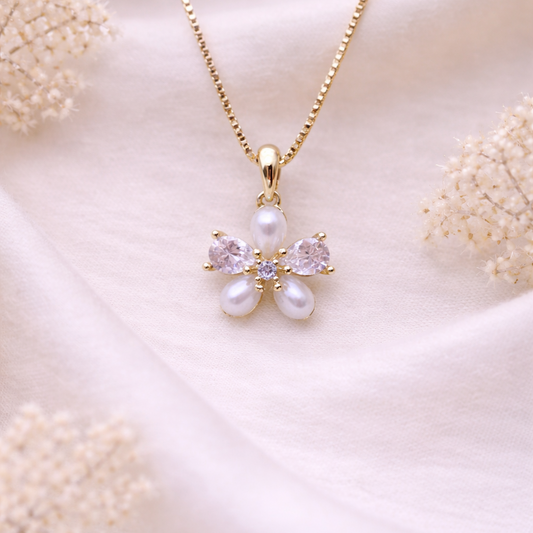 Moonpetal Charm Gold Necklace