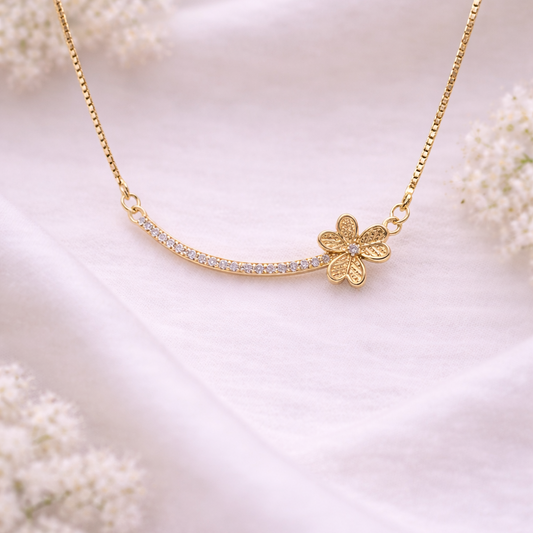 Golden Bloom Curve Necklace