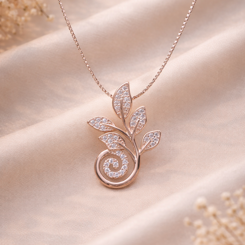 Sparkling Vine Rose Gold Necklace