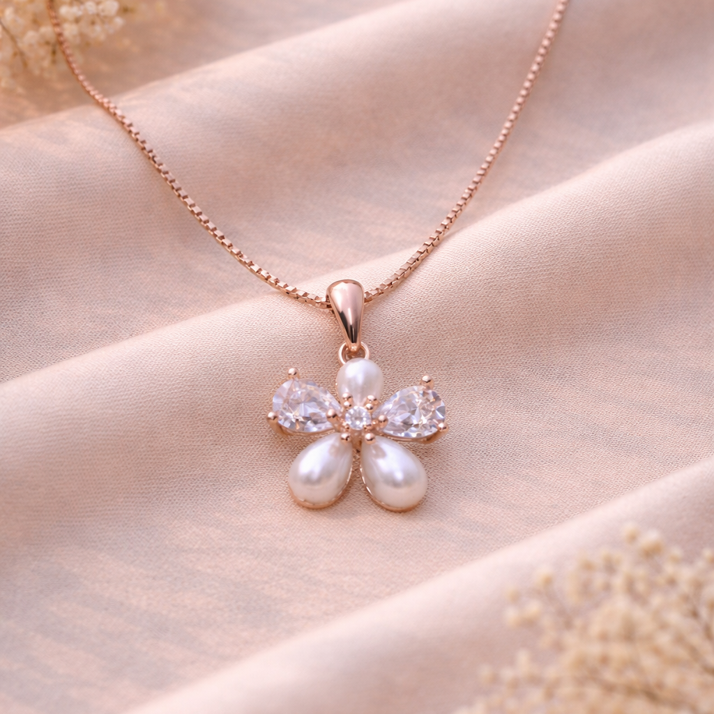 Moonpetal Charm 925 Sterling Silver Necklace