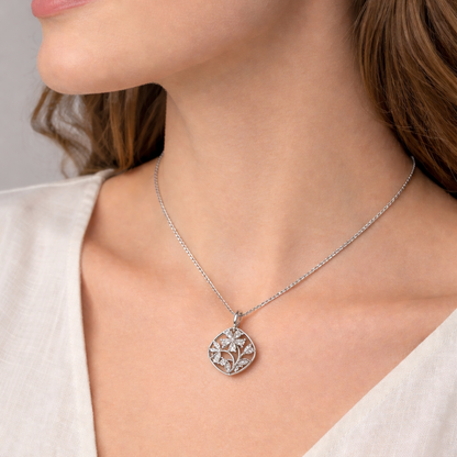 Enchanted Floral 925 Sterling Silver Necklace
