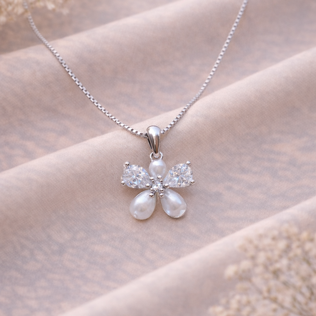 Moonpetal Charm 925 Sterling Silver Necklace