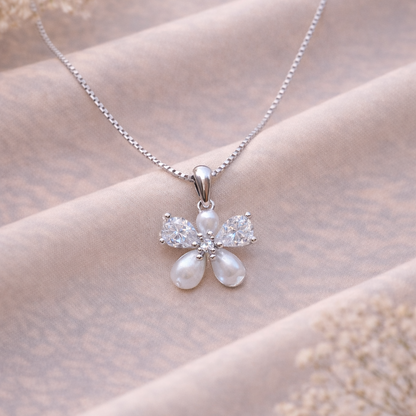 Moonpetal Charm 925 Sterling Silver Necklace