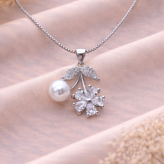 Luna Blossom Drop 925 Sterling Silver Necklace