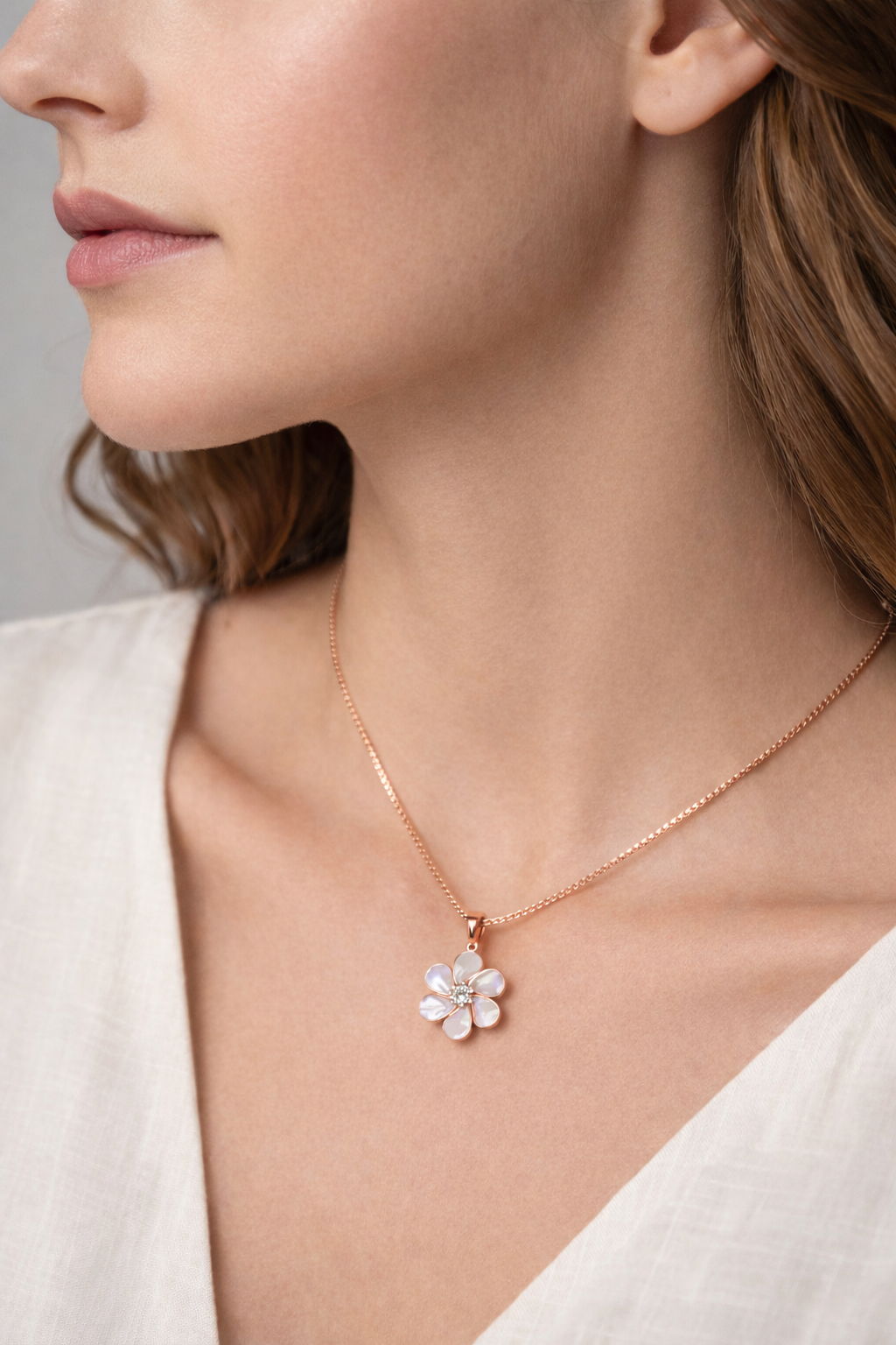 Moonlit Petal 925 Sterling Silver Necklace