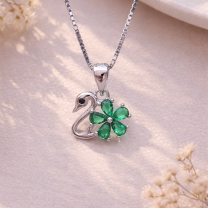 Swan Clover 925 Sterling Silver Necklace