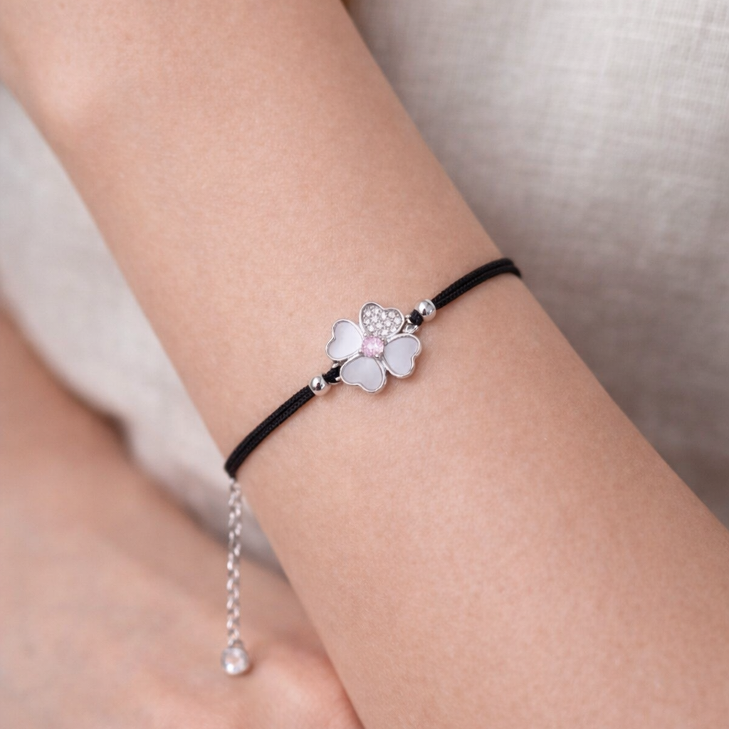 Quadra Heart 925 Sterling Silver Bracelete (Adjustable)