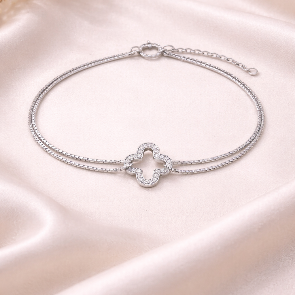 Quadra Shine 925 Sterling Silver Bracelet(Adjustable)