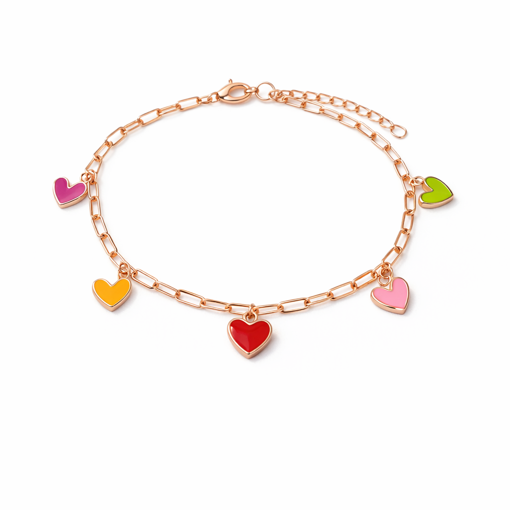 Candy Hearts 925 Sterling Silver Bracelet(Adjustable)