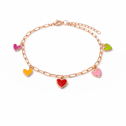 Candy Hearts 925 Sterling Silver Bracelet(Adjustable)