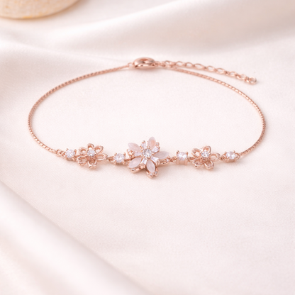 Rosé Garden 925 Sterling Silver Bracelet(Adjustable)