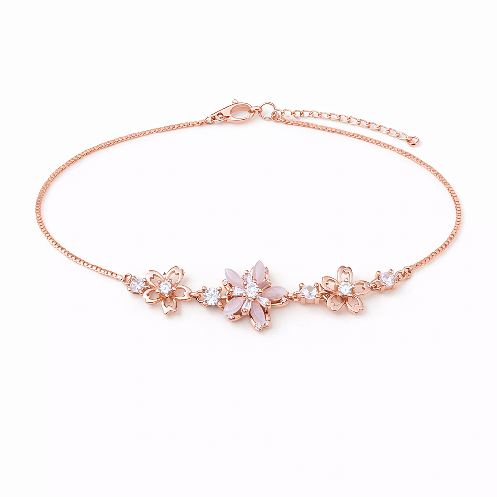 Rosé Garden 925 Sterling Silver Bracelet(Adjustable)