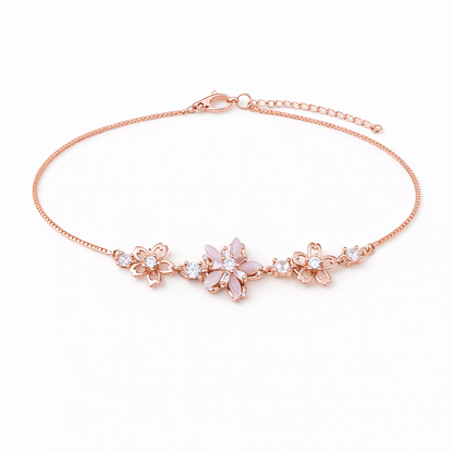 Rosé Garden 925 Sterling Silver Bracelet(Adjustable)