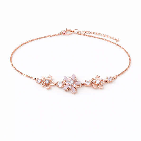 Rosé Garden 925 Sterling Silver Bracelet(Adjustable)
