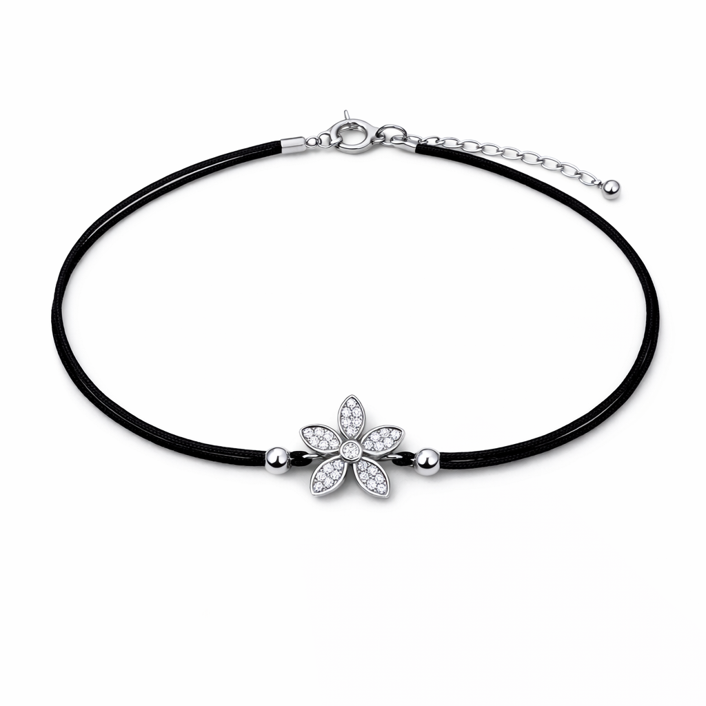 Noir Fleur 925 Sterling Silver Bracelet (Adjustable)