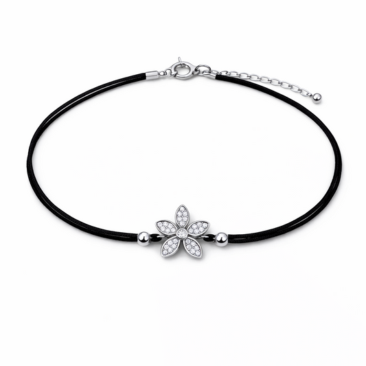 Noir Fleur 925 Sterling Silver Bracelet (Adjustable)