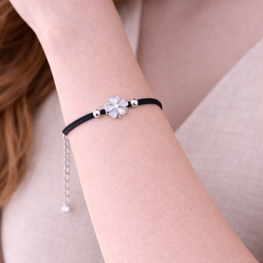Ivory Clover 925 Sterling Silver Bracelet (Adjustable)