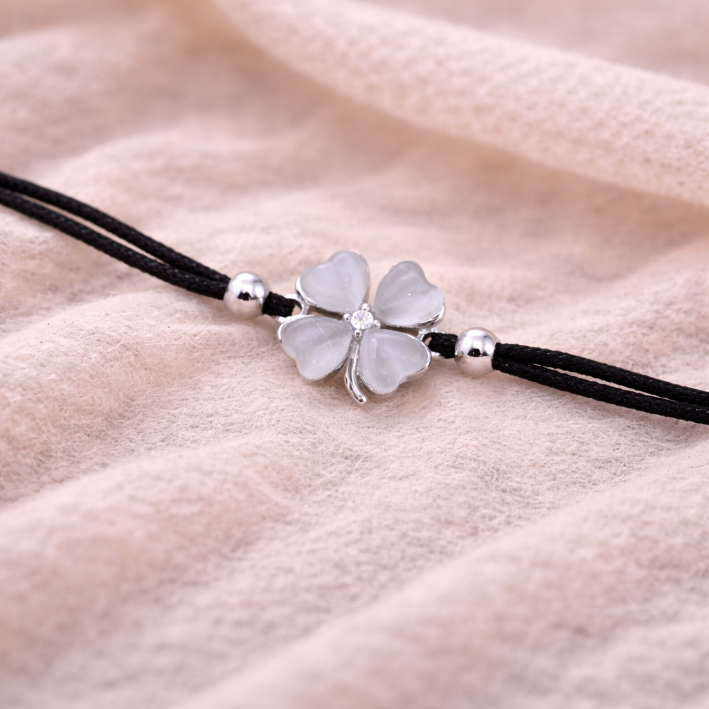 Ivory Clover 925 Sterling Silver Bracelet (Adjustable)