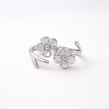 Twin Blossom 925 Sterling Silver Ring