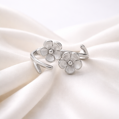 Twin Blossom 925 Sterling Silver Ring