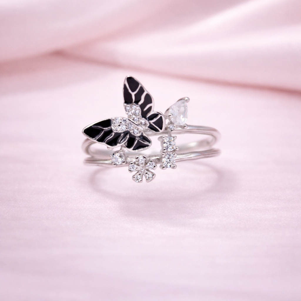Midnight Flutter 925 Sterling Silver Ring