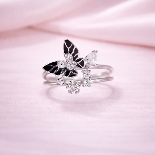 Midnight Flutter 925 Sterling Silver Ring